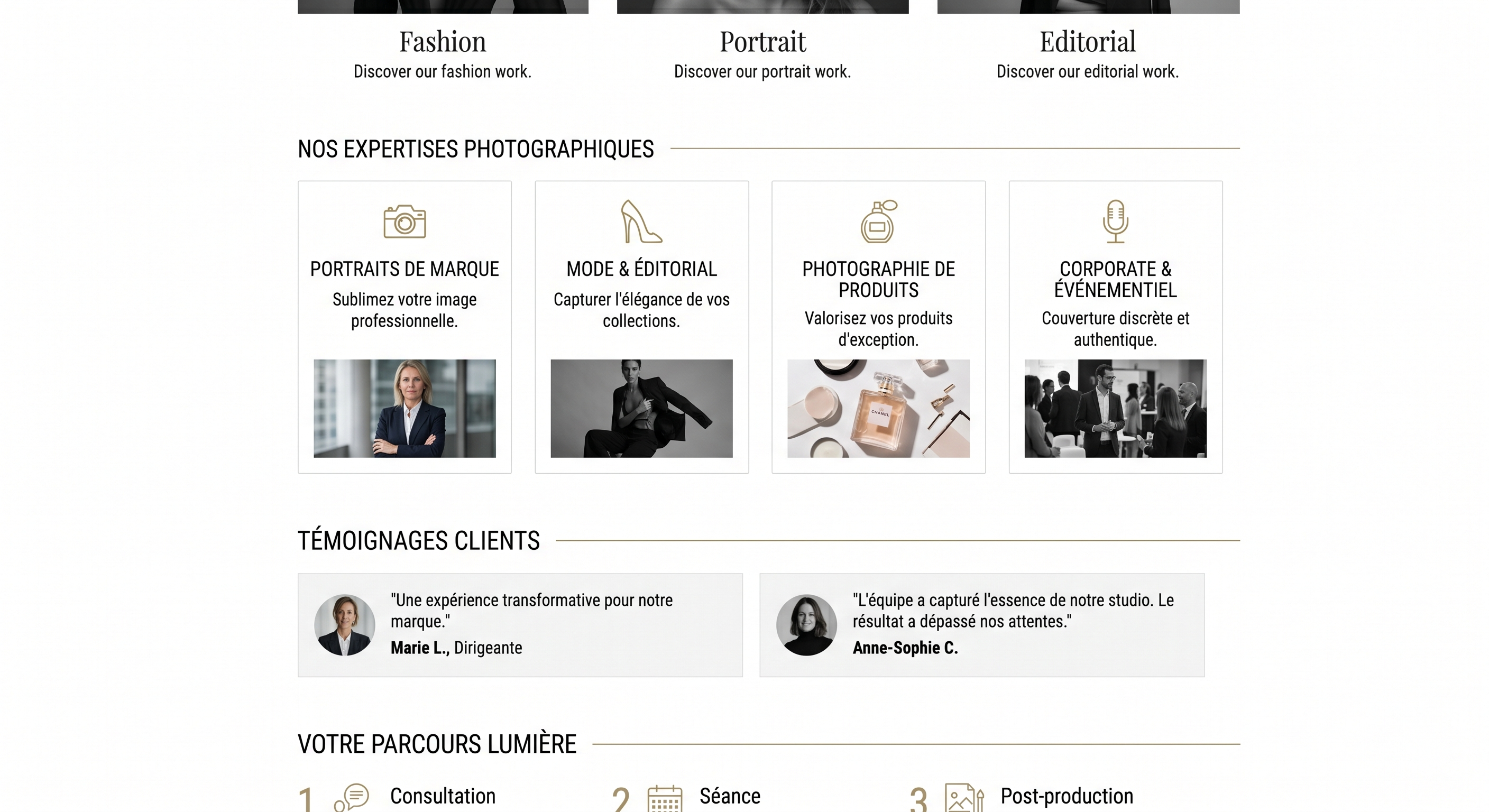 Lumière Studio — aperçu du projet